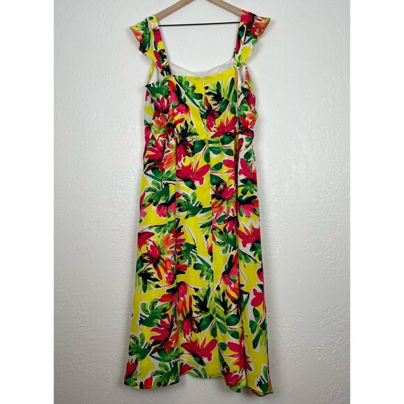Julia Jordan Tropical Floral Ruffle Midi Dress Size 16 - Picture 5 of 6